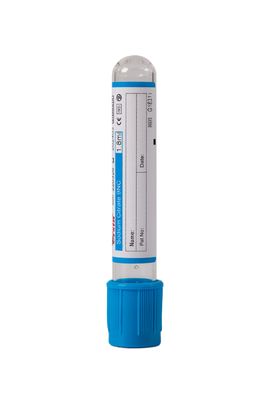 Vidrio 1 ml Tubo de citrato de sodio 5 ml 6 ml 7 ml Anticoagulante plasmático Tubo superior azul